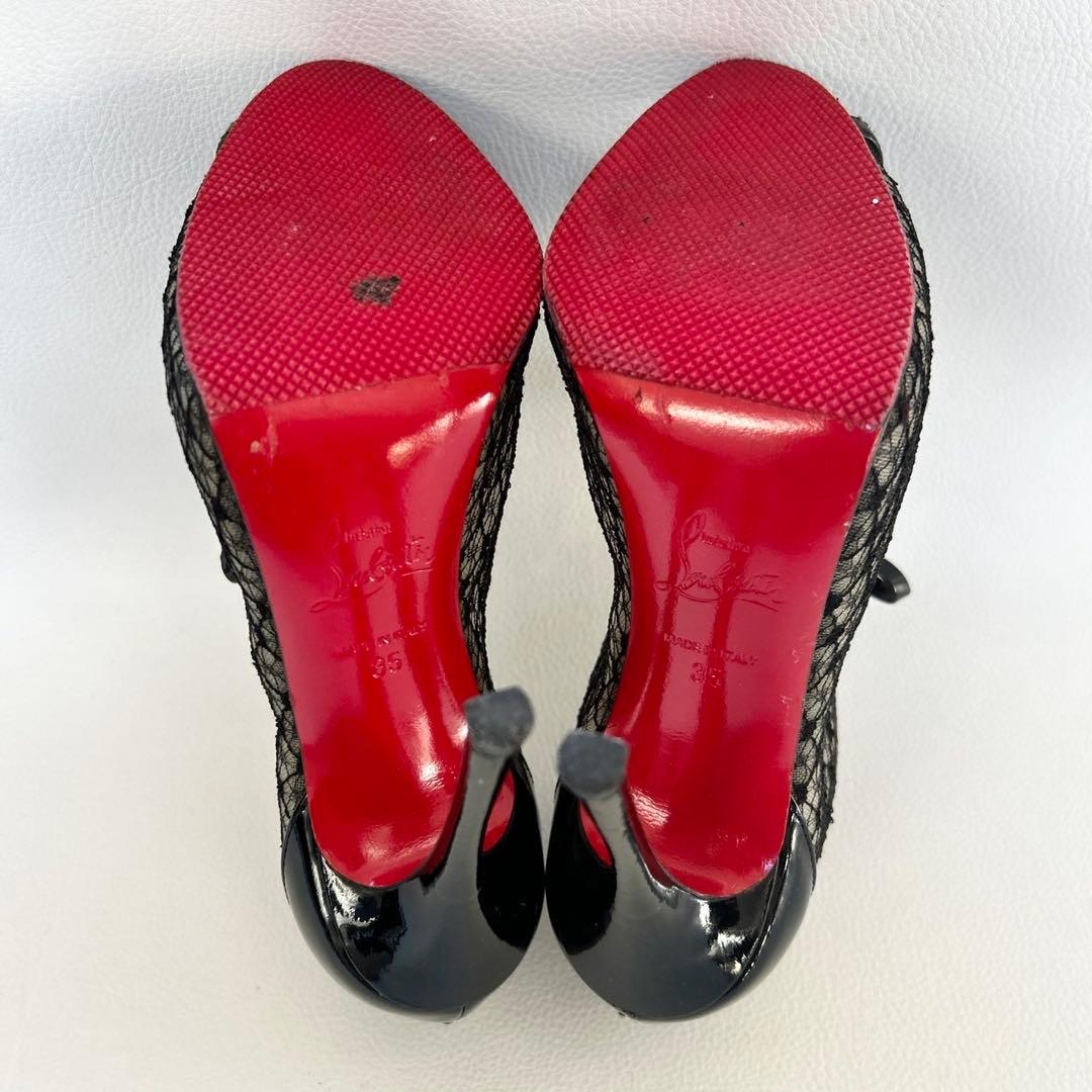 クリスチャンルブタン レース パテント ブーティ パンプスブラック 35