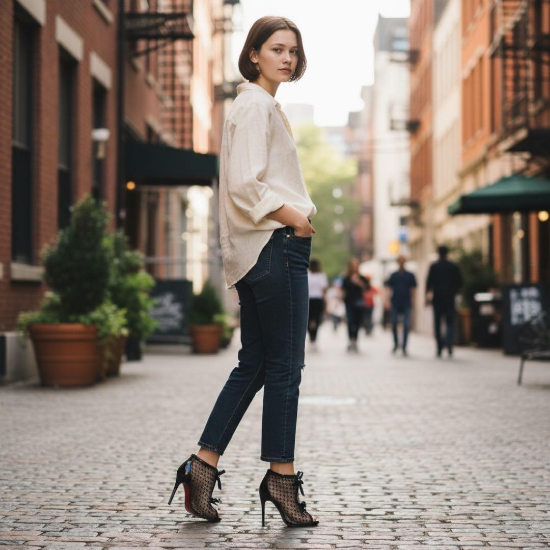 クリスチャンルブタン レース パテント ブーティ パンプスブラック 35