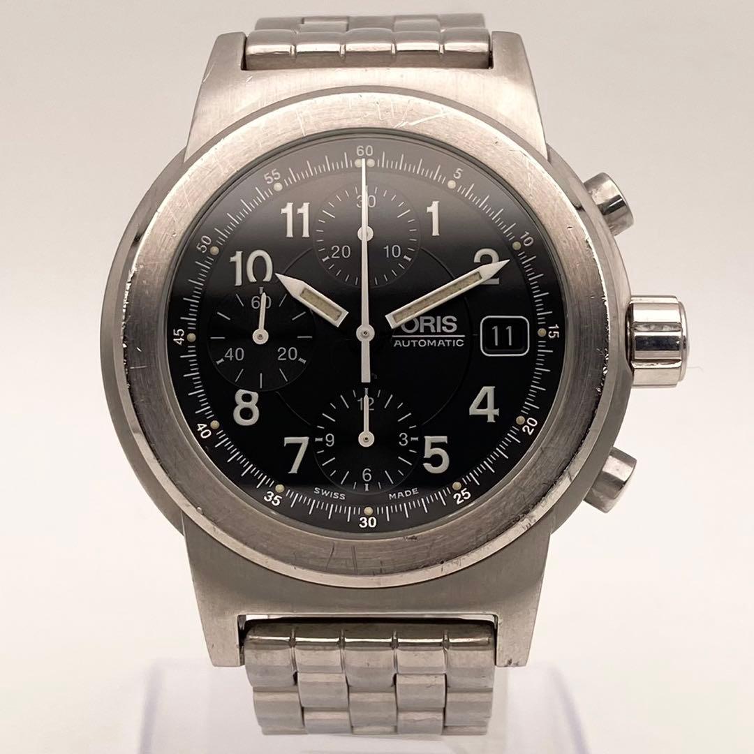【稼働】ORIS ビッグクラウン 自動巻き 腕時計 裏スケ デイト メンズ