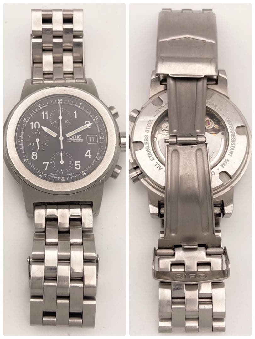 【稼働】ORIS ビッグクラウン 自動巻き 腕時計 裏スケ デイト メンズ