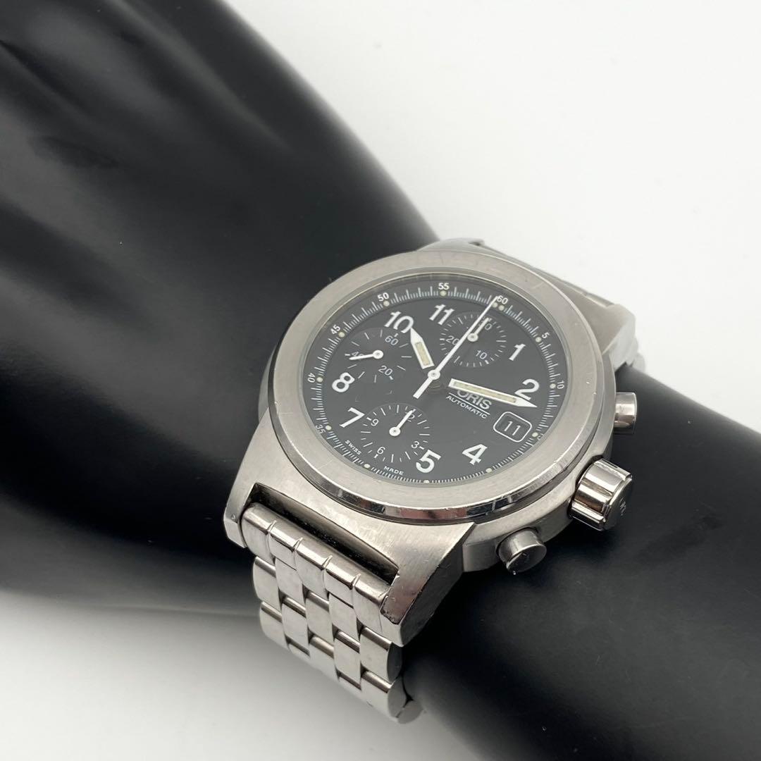 【稼働】ORIS ビッグクラウン 自動巻き 腕時計 裏スケ デイト メンズ