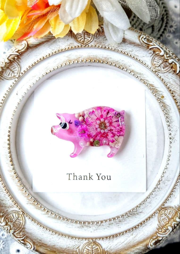 レジン　猫 　豚　ヘアゴム　ブローチ　ポニーフック　No.63