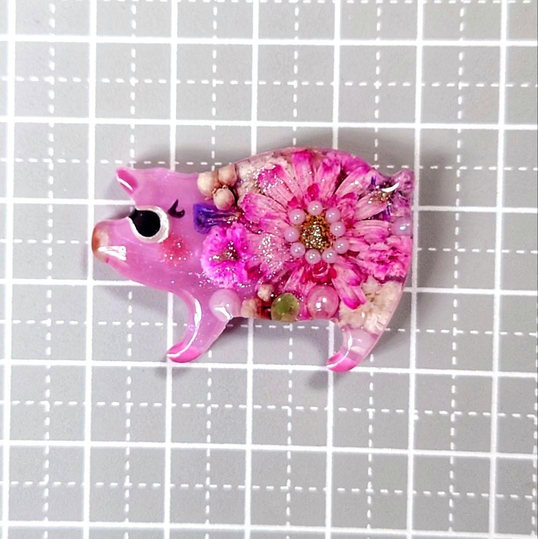 レジン　猫 　豚　ヘアゴム　ブローチ　ポニーフック　No.63