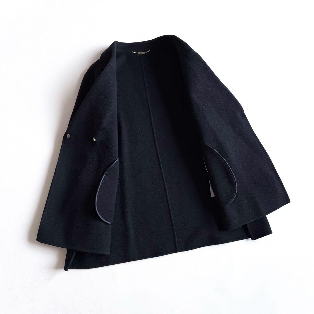 ◆タグ保管あり◆ 自由区 ウールリバーショート コート ブラック 38