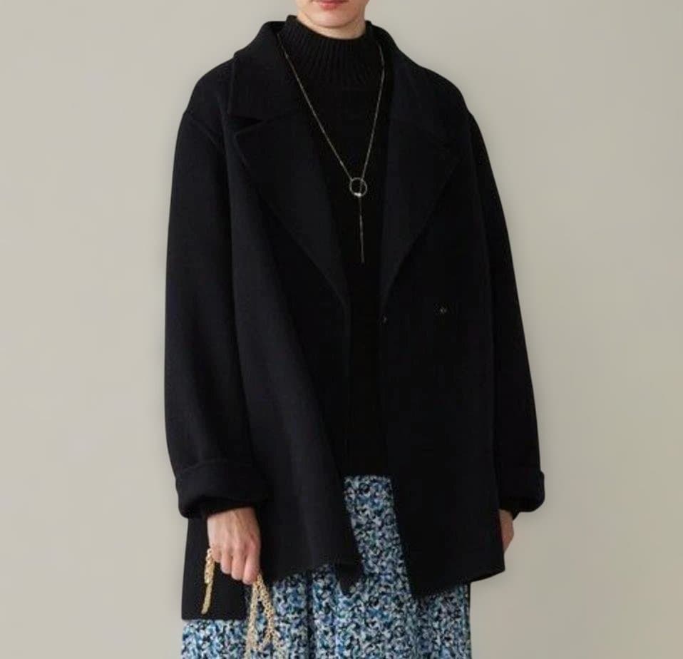 ◆タグ保管あり◆ 自由区 ウールリバーショート コート ブラック 38