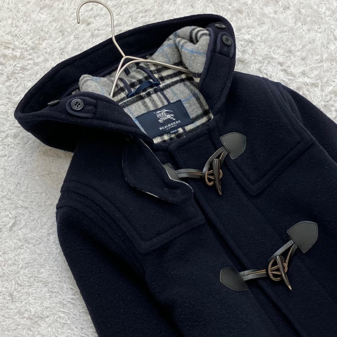 バーバリーロンドン ダッフルコート 130 キッズ ノバチェック 紺 ネイビー