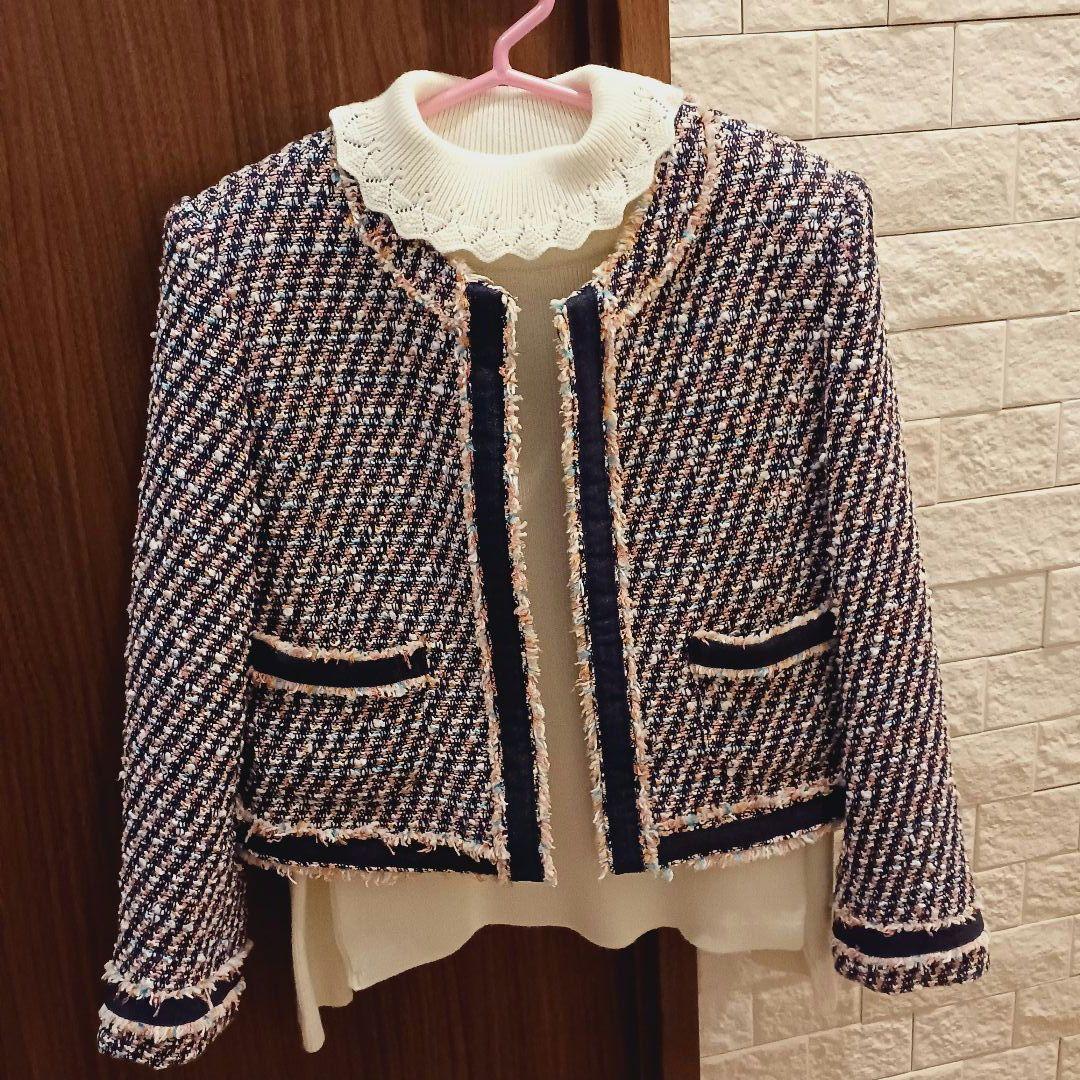 familiar　ツイードスーツフォーマル　卒園　入学式　130　ブローチつき