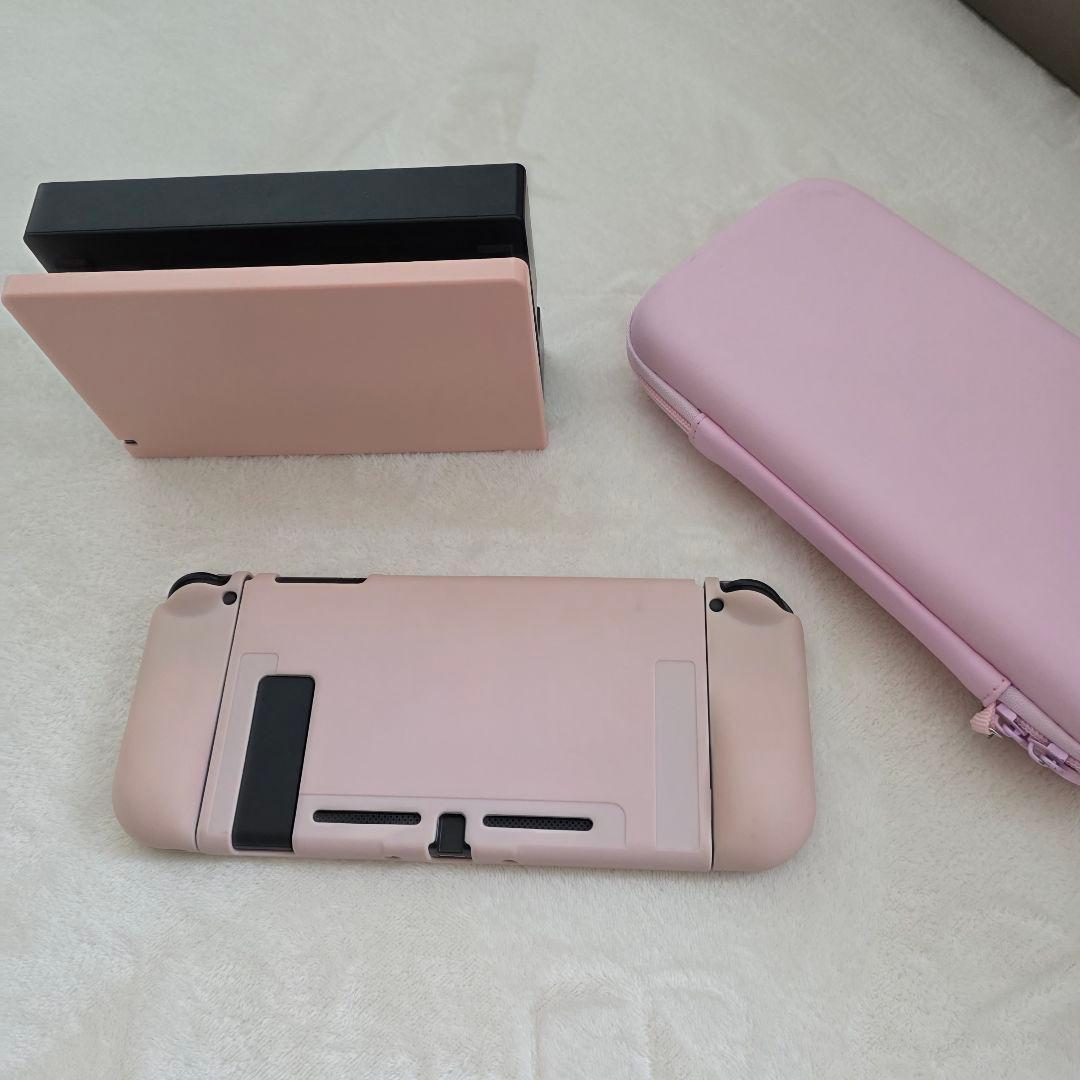 Nintendo Switch グレー　本体・付属品・ピンクカバーケース付き