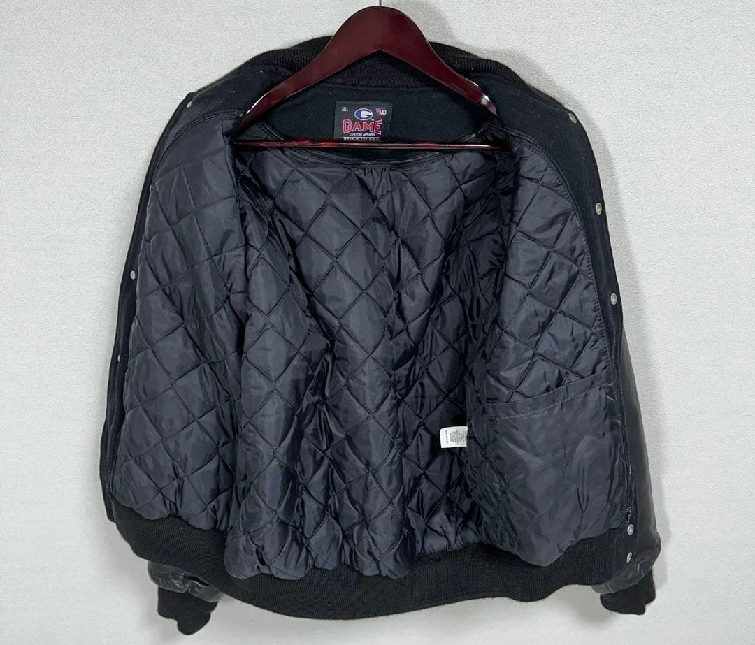 美品 GAME ブラック ウールレザースタジャン M 黒