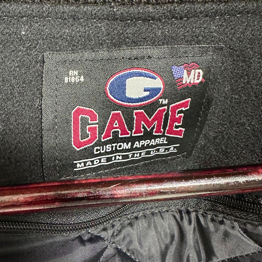 美品 GAME ブラック ウールレザースタジャン M 黒