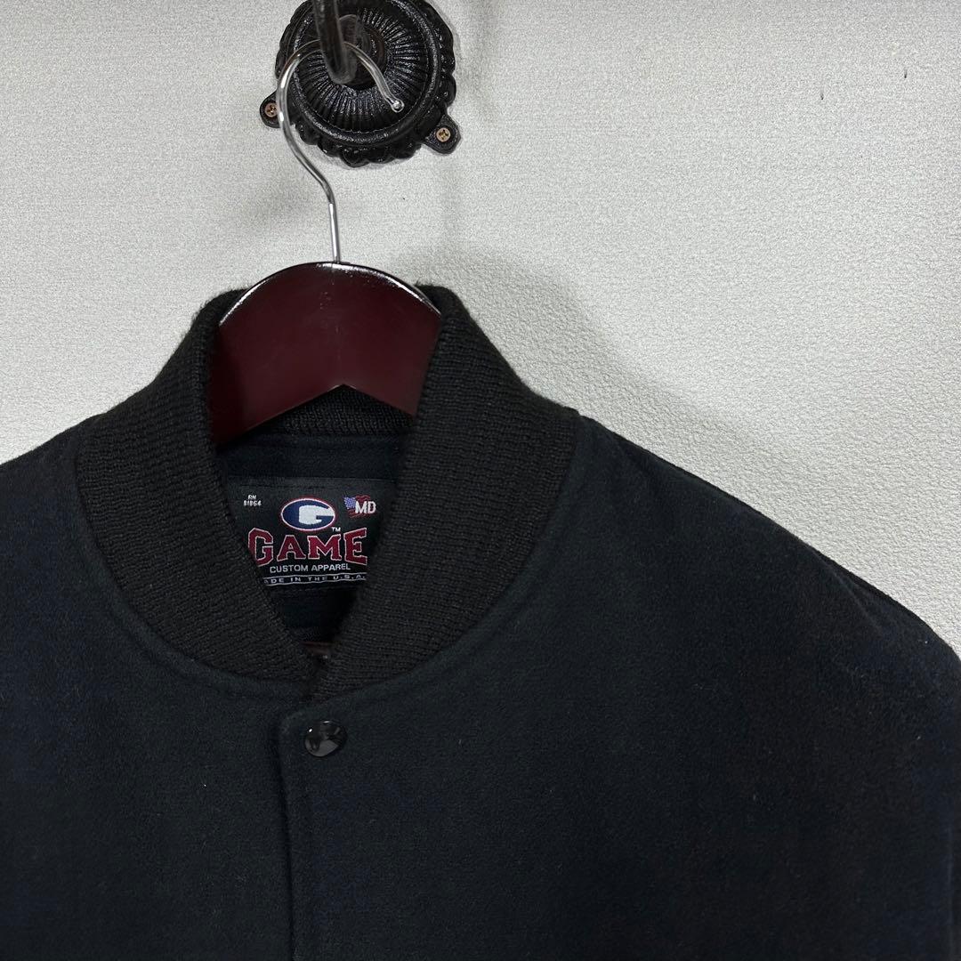 美品 GAME ブラック ウールレザースタジャン M 黒