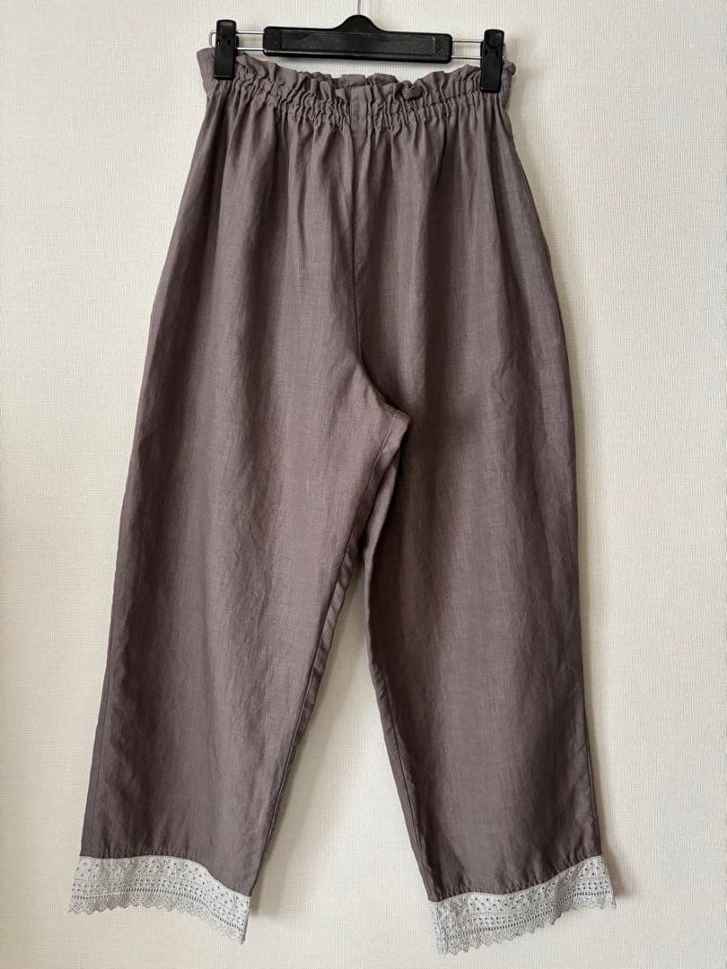 【美品】wafu cip限定 裾レース ペチパンツ ／ 超高密度 リネン 茶鼠