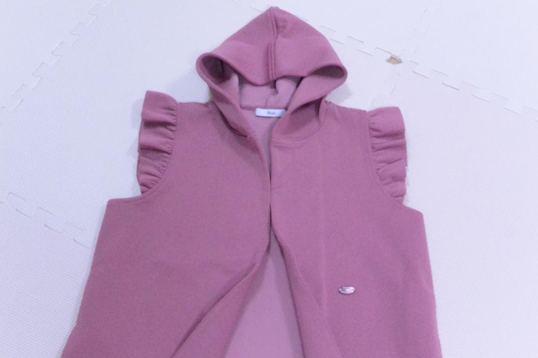 ルネ福袋　フリル付きフードロングベストジレ　 ピンク　34　新品