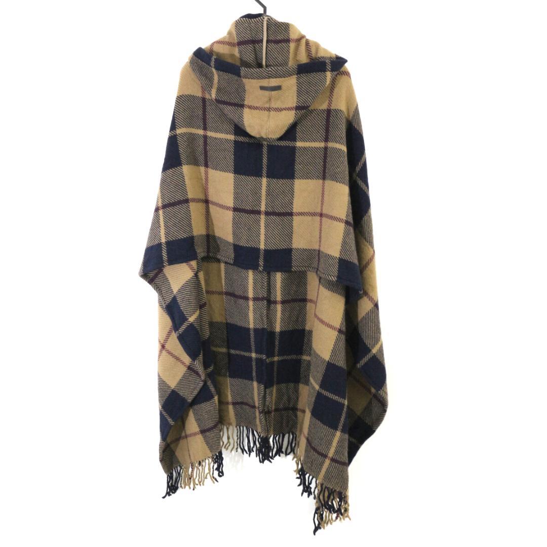 バーバリーブルーレーベル ビッグスケールチェックフーデッドケープ / ポンチョ