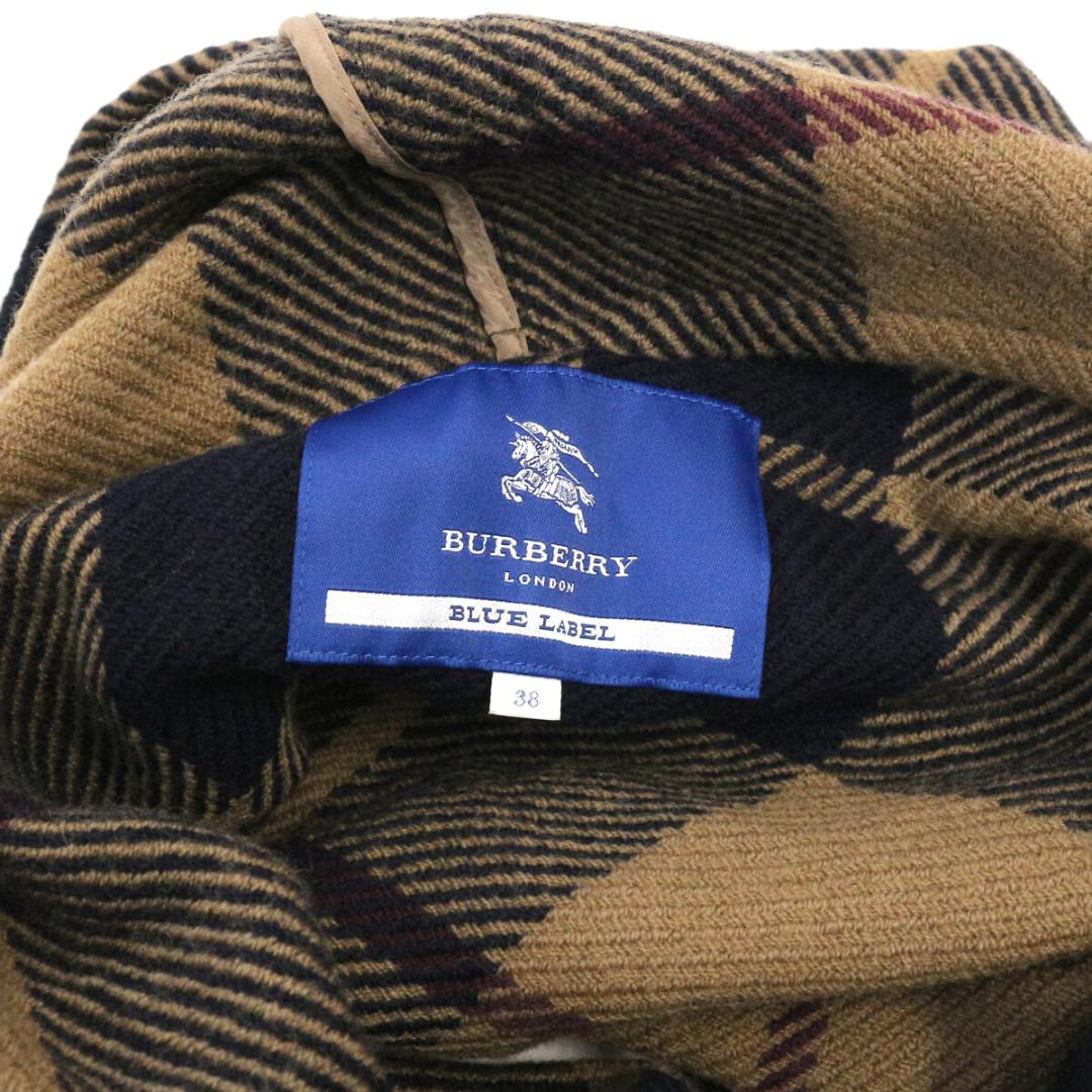 バーバリーブルーレーベル ビッグスケールチェックフーデッドケープ / ポンチョ