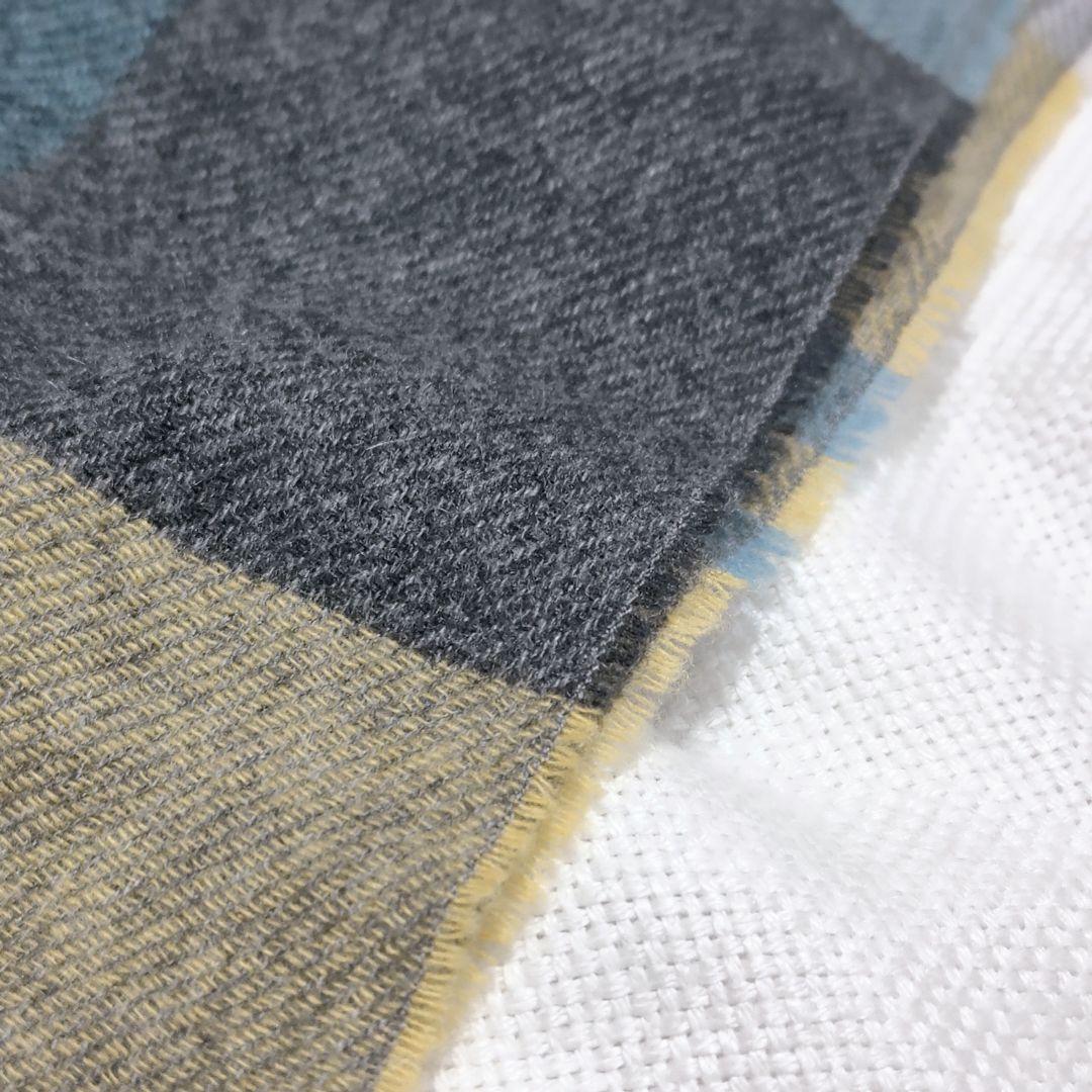 レリアンJOHNSTONSジョンストンズ100%カシミヤ小判チェックストール青黄