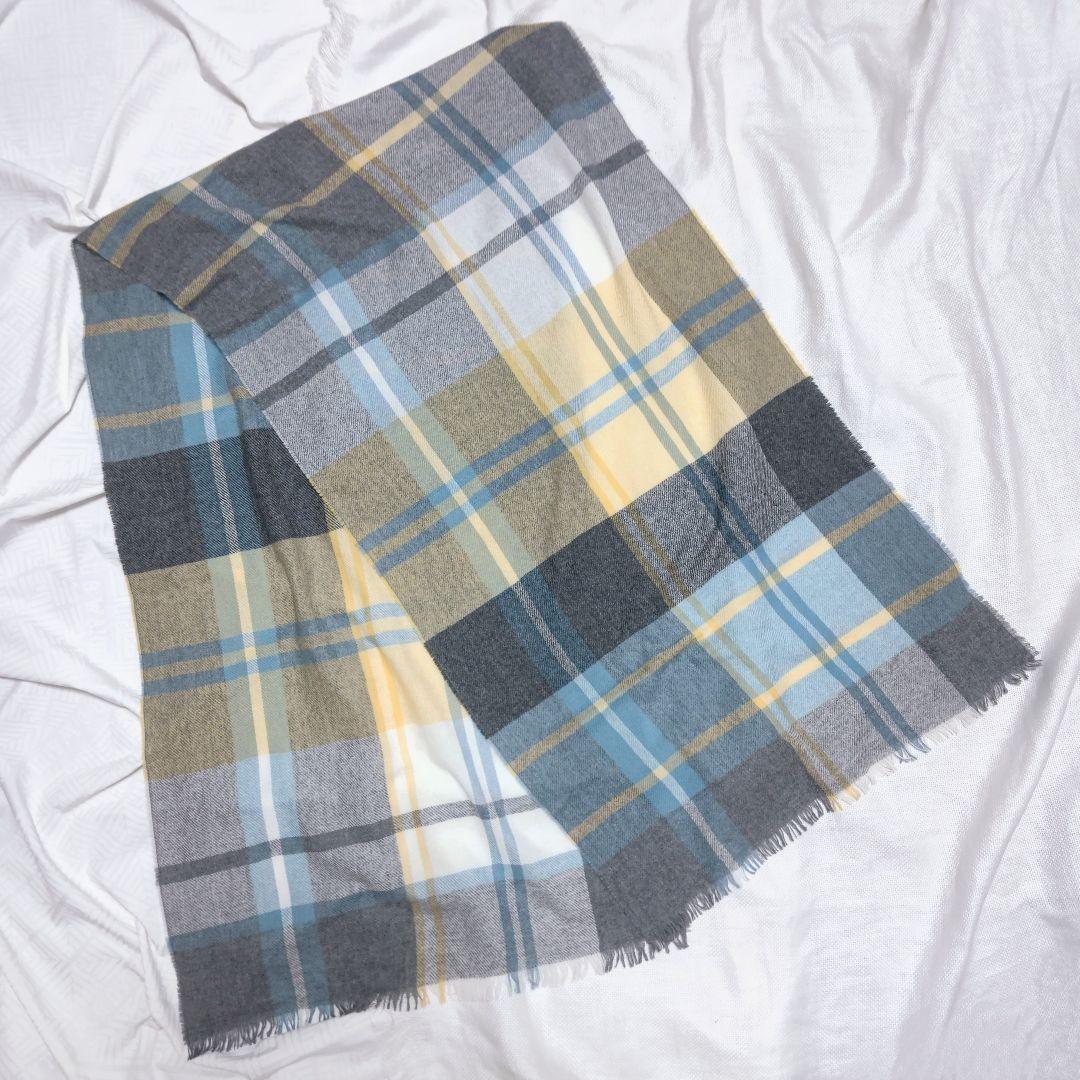 レリアンJOHNSTONSジョンストンズ100%カシミヤ小判チェックストール青黄