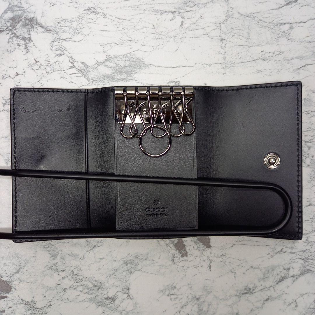 『良品』 GUCCI　グッチ　シマレザー　6連キーケース　GG柄　ブラック