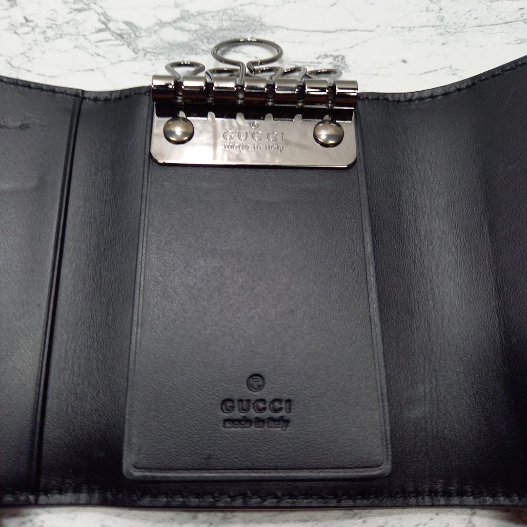 『良品』 GUCCI　グッチ　シマレザー　6連キーケース　GG柄　ブラック