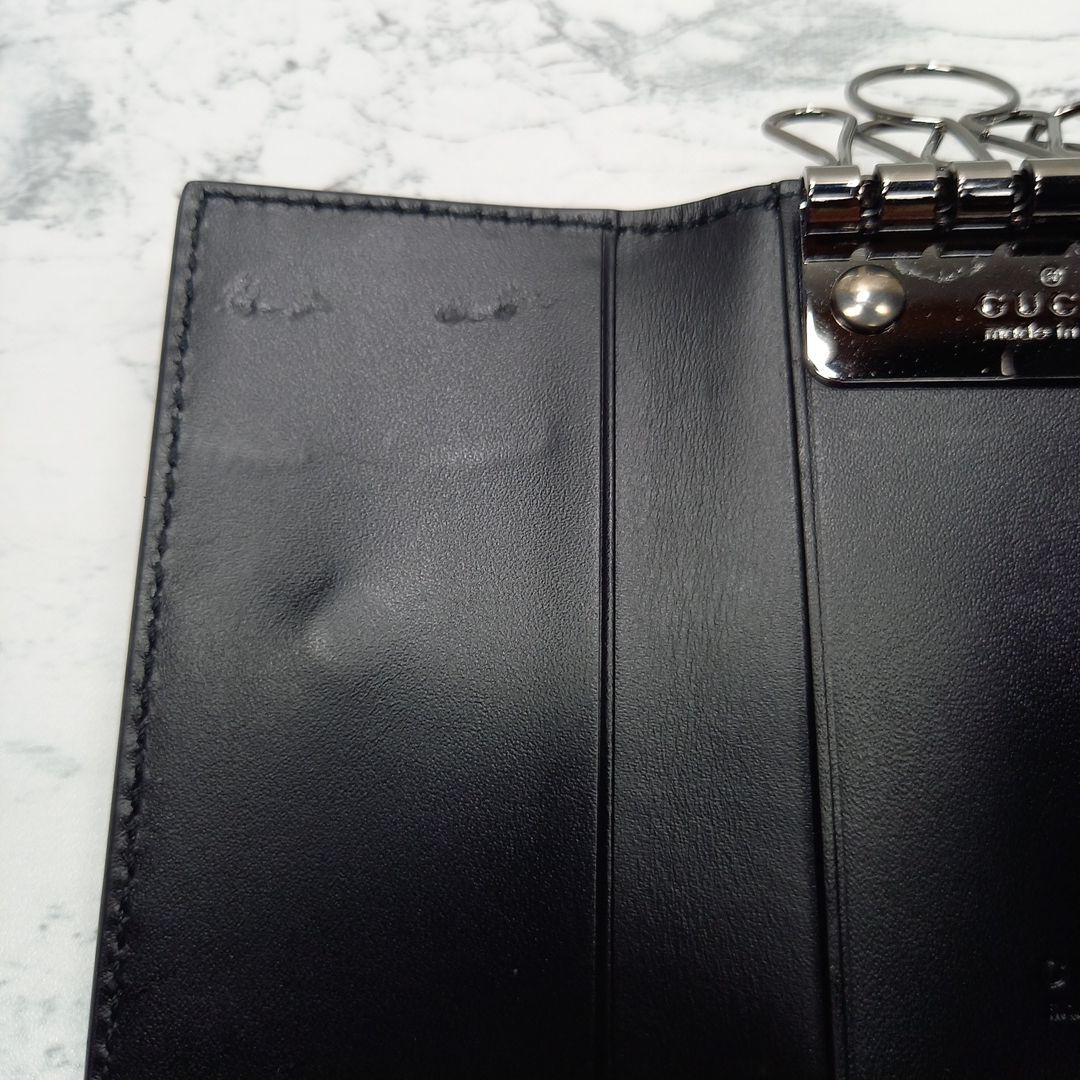 『良品』 GUCCI　グッチ　シマレザー　6連キーケース　GG柄　ブラック