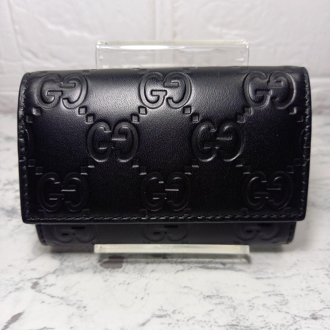 『良品』 GUCCI　グッチ　シマレザー　6連キーケース　GG柄　ブラック