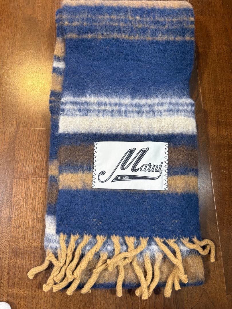 【MARNI】 フリンジマフラー ストライプ