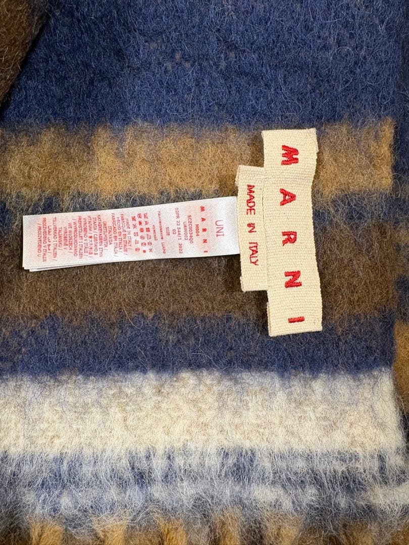 【MARNI】 フリンジマフラー ストライプ