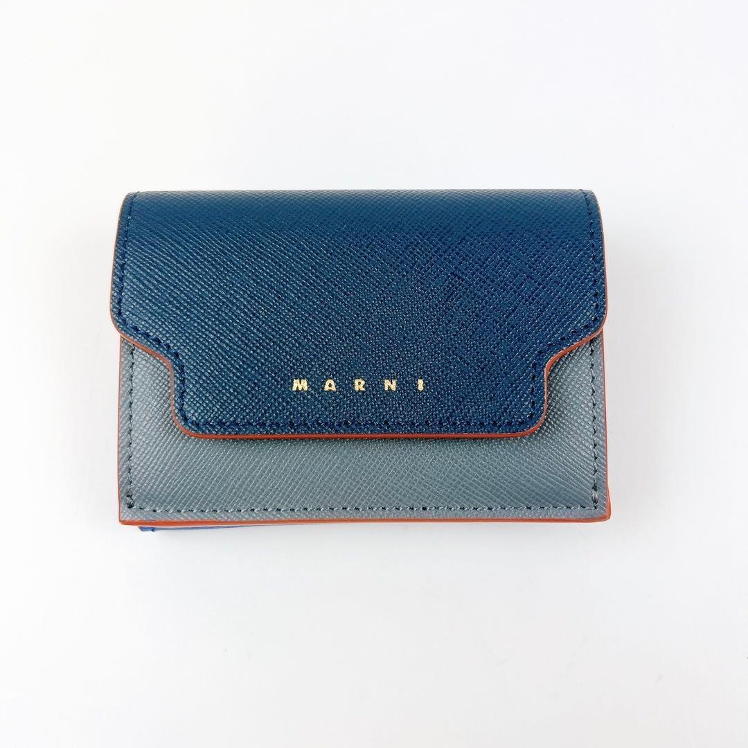 新品未使用✨ MARNI マルニ 三つ折り 折り財布 ネイビー ブルー レザー