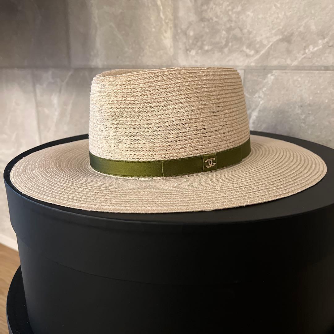 CHANEL リボン付き麦わら帽子 M 10/2最終お値下げいたします。