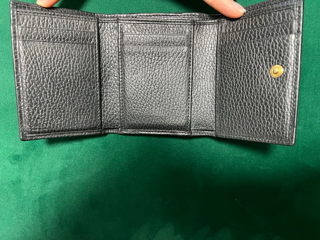 GUCCI　GG ブラックレザー　 三つ折り財布