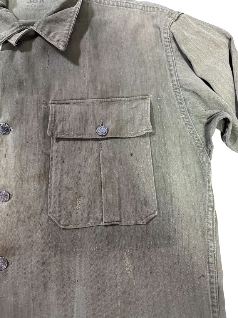 希少40s US ARMY M43 HBT ヘリンボーンツイル13スターボタン