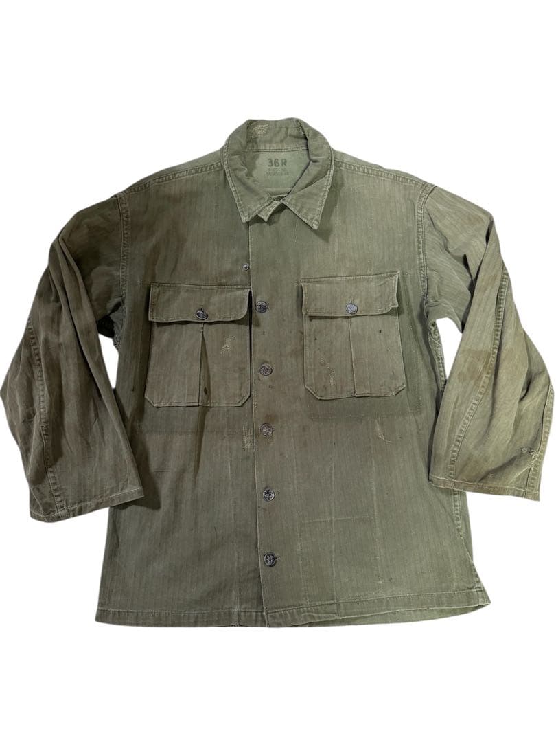 希少40s US ARMY M43 HBT ヘリンボーンツイル13スターボタン