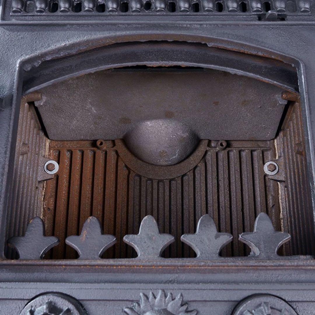薪ストーブ 鋳鉄 暖炉 ガラス窓 調理OK レトロ ヴィンテージ キャンプ 暖房