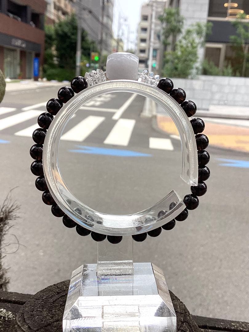 ✳お値段最安値‼️ 本物ブレスレット　糸魚川翡翠棗型&黒平スモーキークォーツ水晶