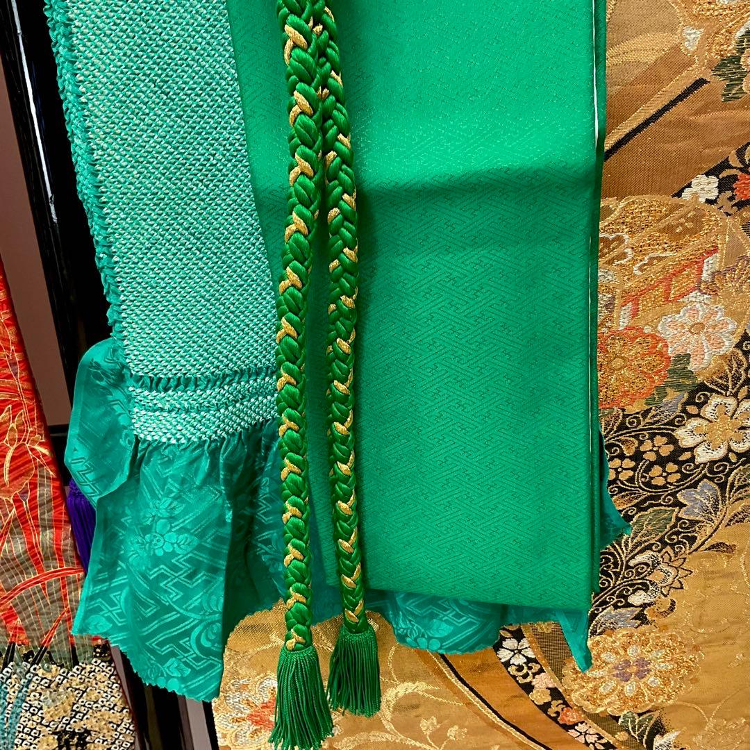 ヴィンテージ☆ママ振り朱赤紗綾形文様金彩御所車絞り模様振り袖フルセット