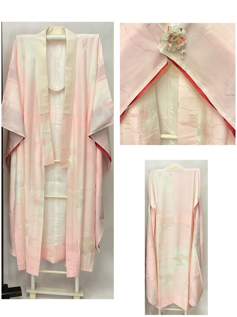 ヴィンテージ☆ママ振り朱赤紗綾形文様金彩御所車絞り模様振り袖フルセット