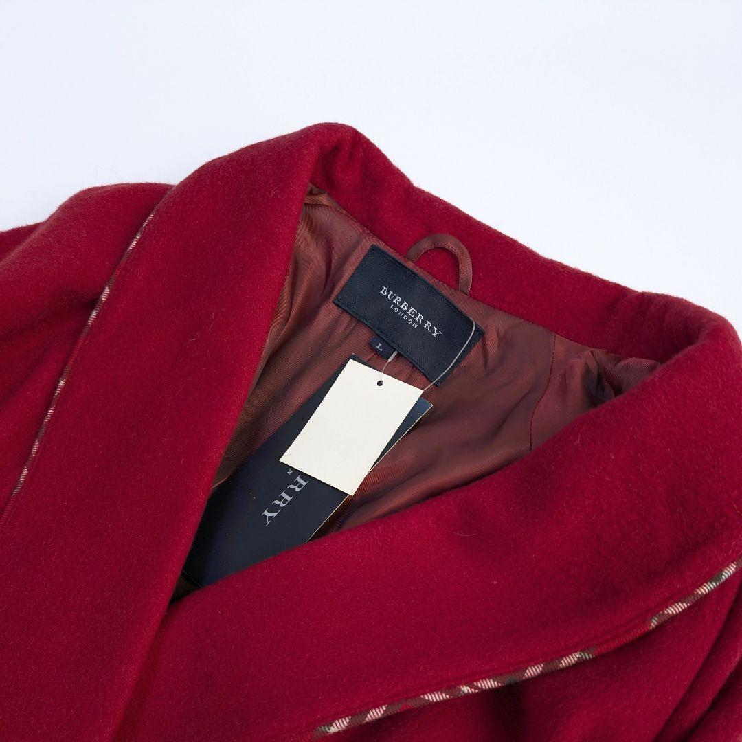 未使用、タグ付き バーバリーロンドン ガウンコート L ベルト 赤 ホース刺繍