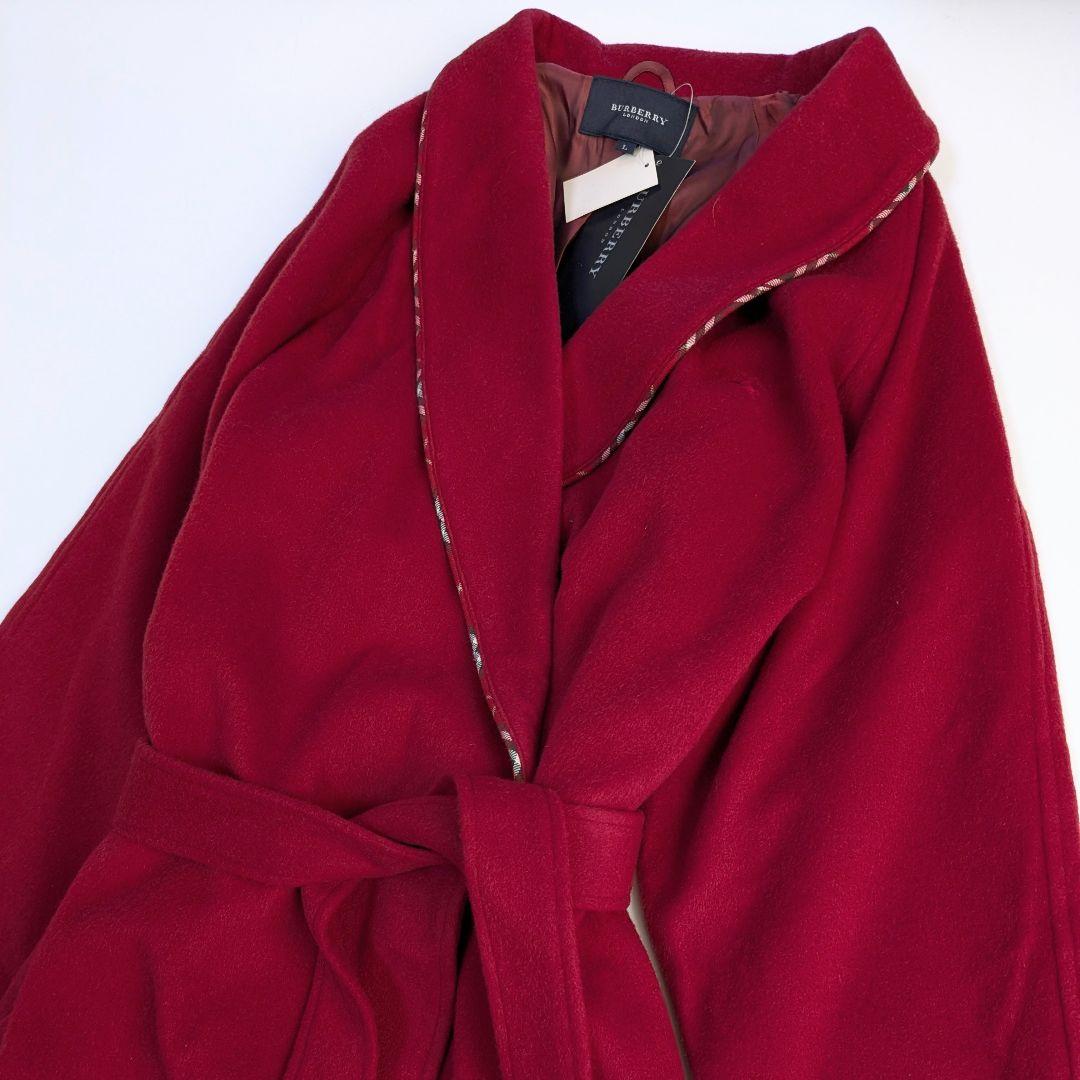 未使用、タグ付き バーバリーロンドン ガウンコート L ベルト 赤 ホース刺繍
