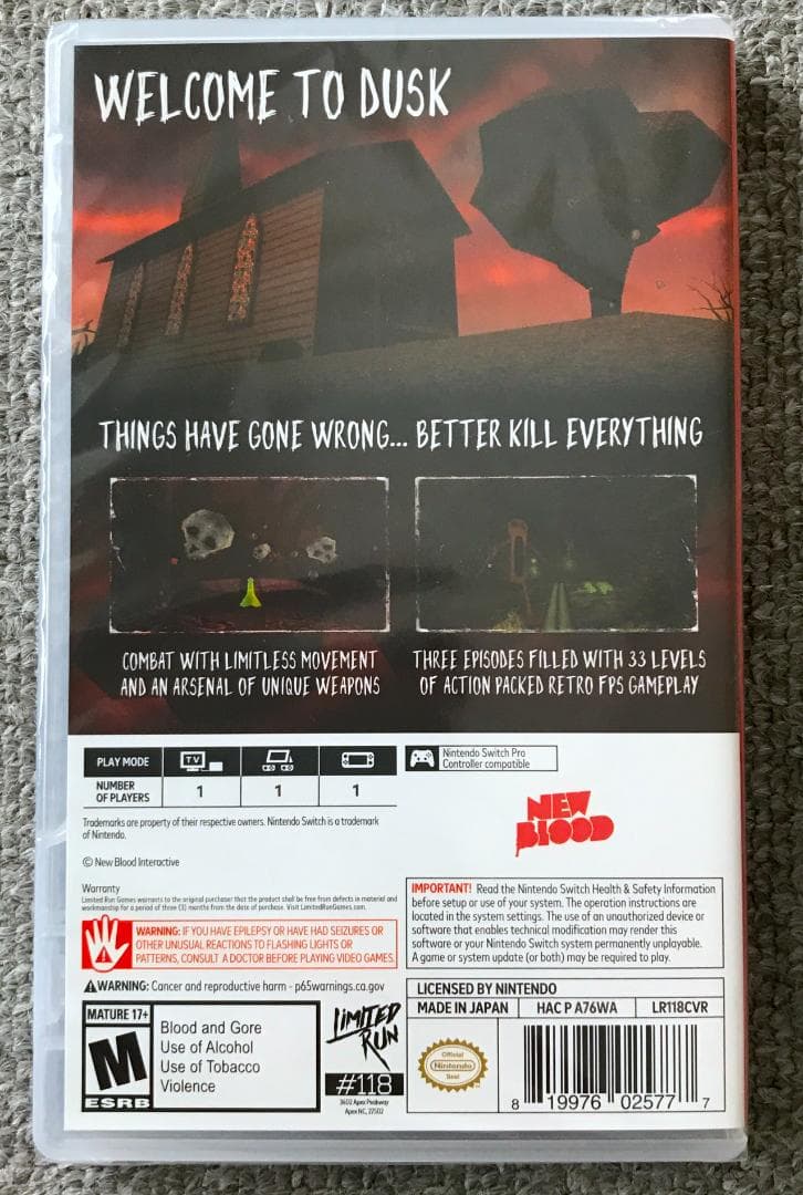 Dusk ダスク 新品未開封 Switch スイッチ　北米版