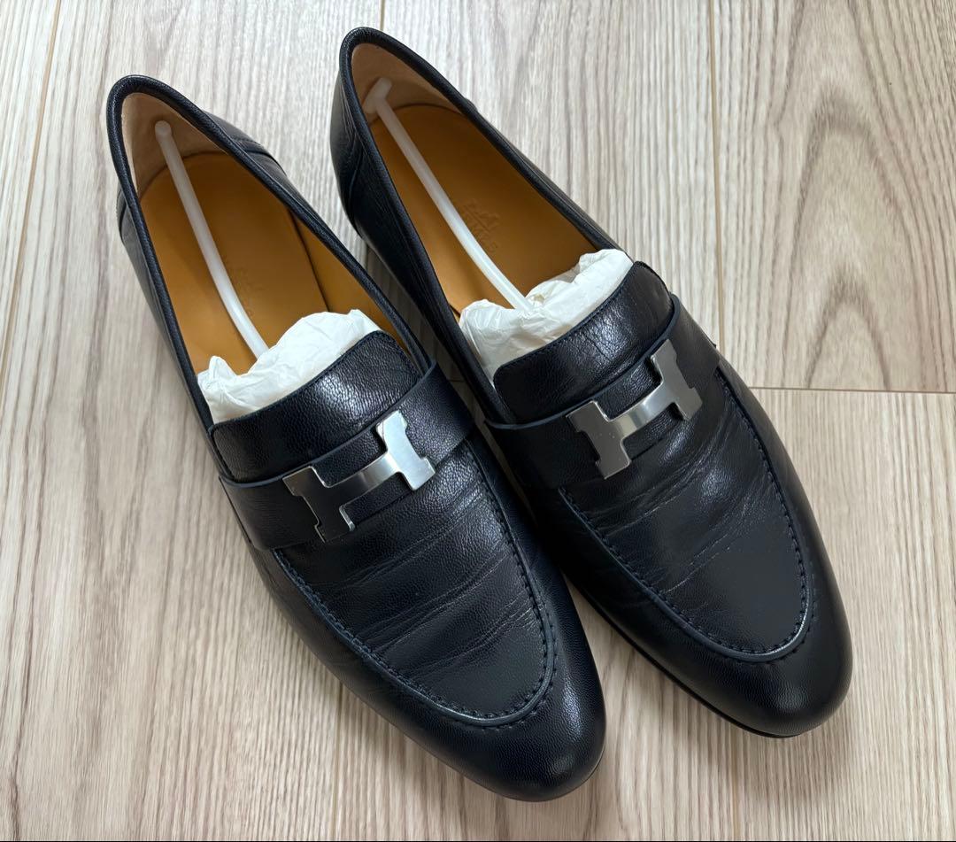 新品未使用【HERMES】モカシン パリ レザー ローファー ネイビー 42.5