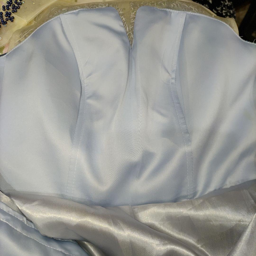 H-5 ダークブルー ビーズ＆光沢の有る総ラメ入装飾　 パーティドレス　カラオケ