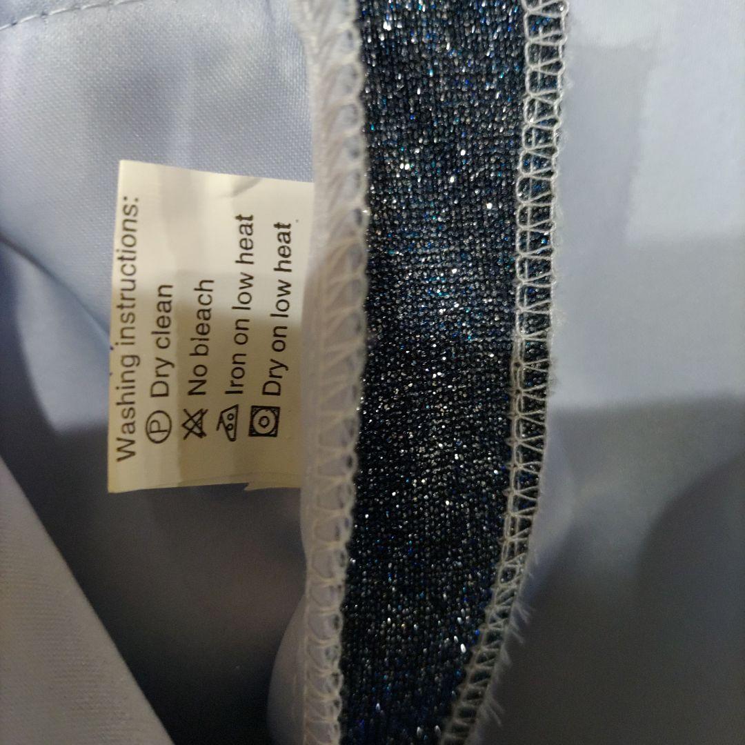 H-5 ダークブルー ビーズ＆光沢の有る総ラメ入装飾　 パーティドレス　カラオケ