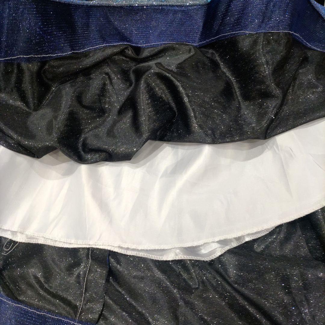 H-5 ダークブルー ビーズ＆光沢の有る総ラメ入装飾　 パーティドレス　カラオケ