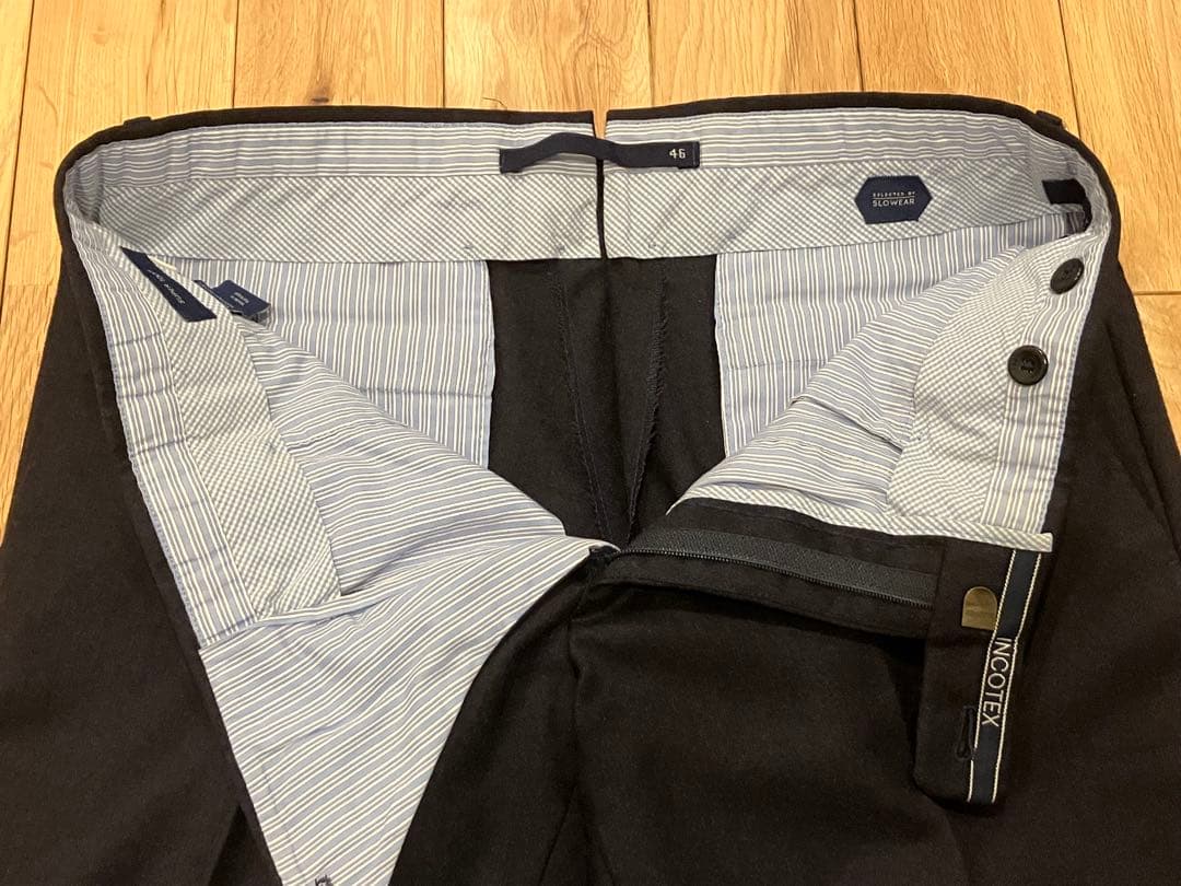 美品 INCOTEX SUPER100sウールスラックス チャコールグレー 46