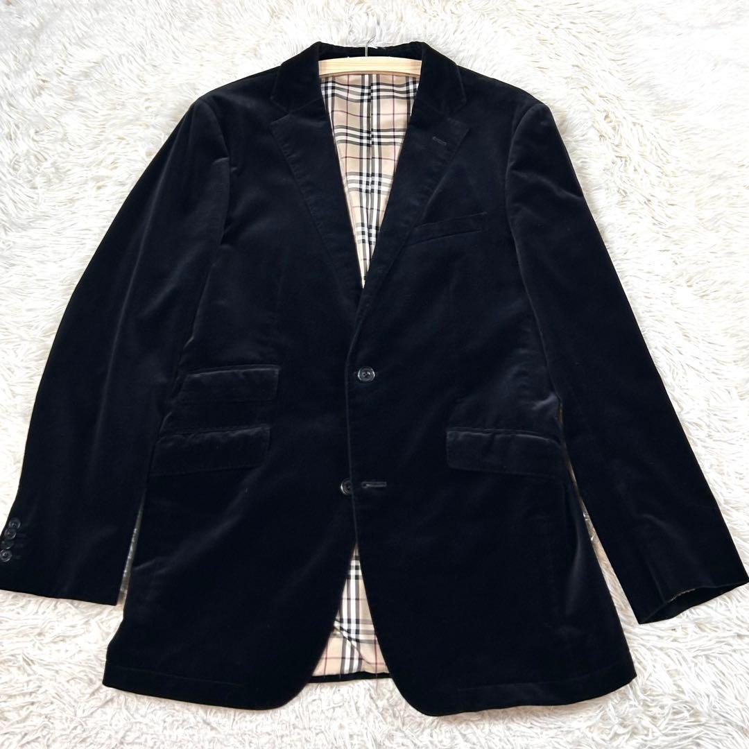極美品 バーバリーブラックレーベル ベロアテーラードジャケット ノバチェック L
