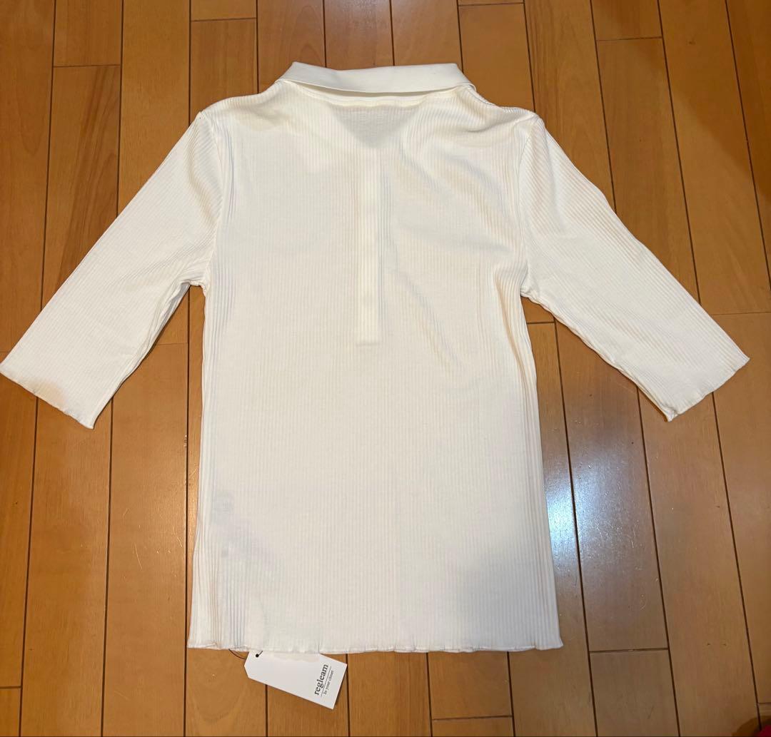 《sale》【未使用タグ付き】regleam 五分袖ポロ襟リブカットソーM