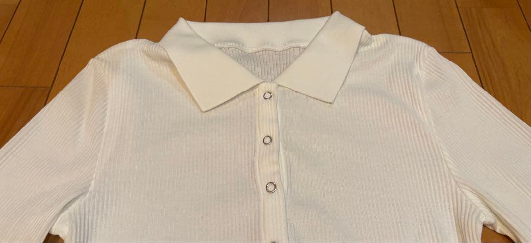 《sale》【未使用タグ付き】regleam 五分袖ポロ襟リブカットソーM