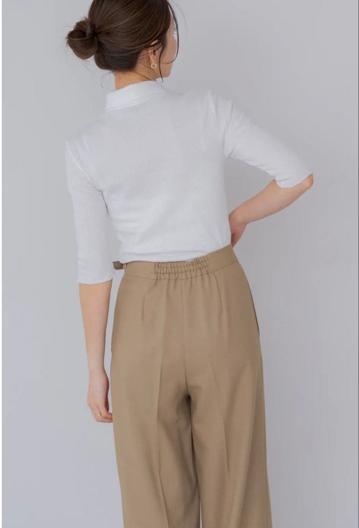 《sale》【未使用タグ付き】regleam 五分袖ポロ襟リブカットソーM