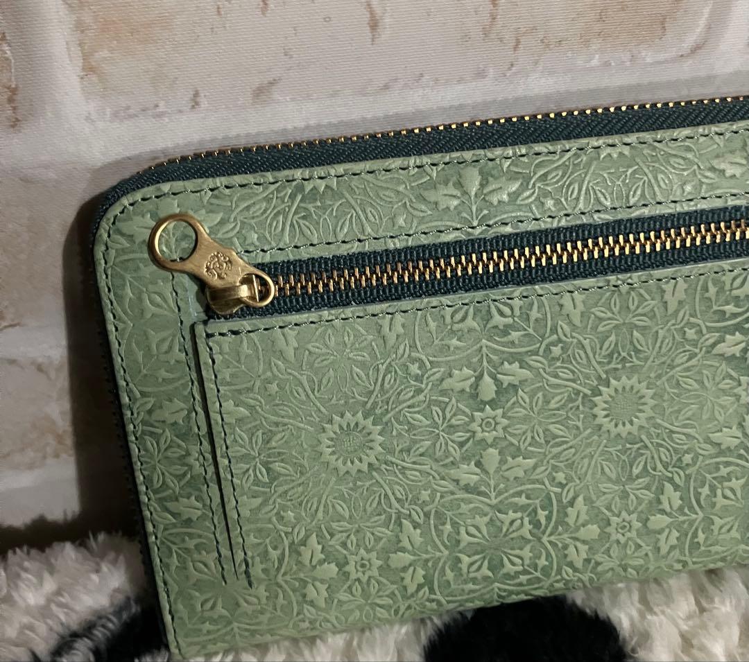 新品 HIRAMEKI 長財布 ラウンドファスナー ウイリアムモリス エンボス