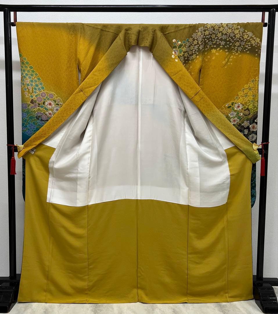 振り袖　フルセット　別誂長襦袢　辻ヶ花　金彩加工　成人式　暈し　辛子色　763